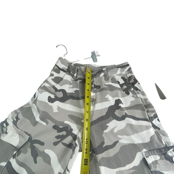 Women's Camo Cargo Pants XS Adjustable Waist Gray White Cotton Blend Streetwear - Picture 8 of 10